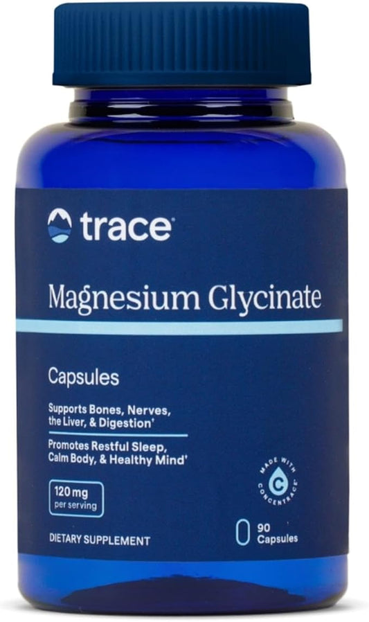 Trace Minerals Magnesium Glycinate 120mg - Bone Strength & Muscle Support - Magnesium Supplement to Aid Healthy Sleep Patterns & Relaxation - Support Nerve Function - 90 Capsules (90 Servings)