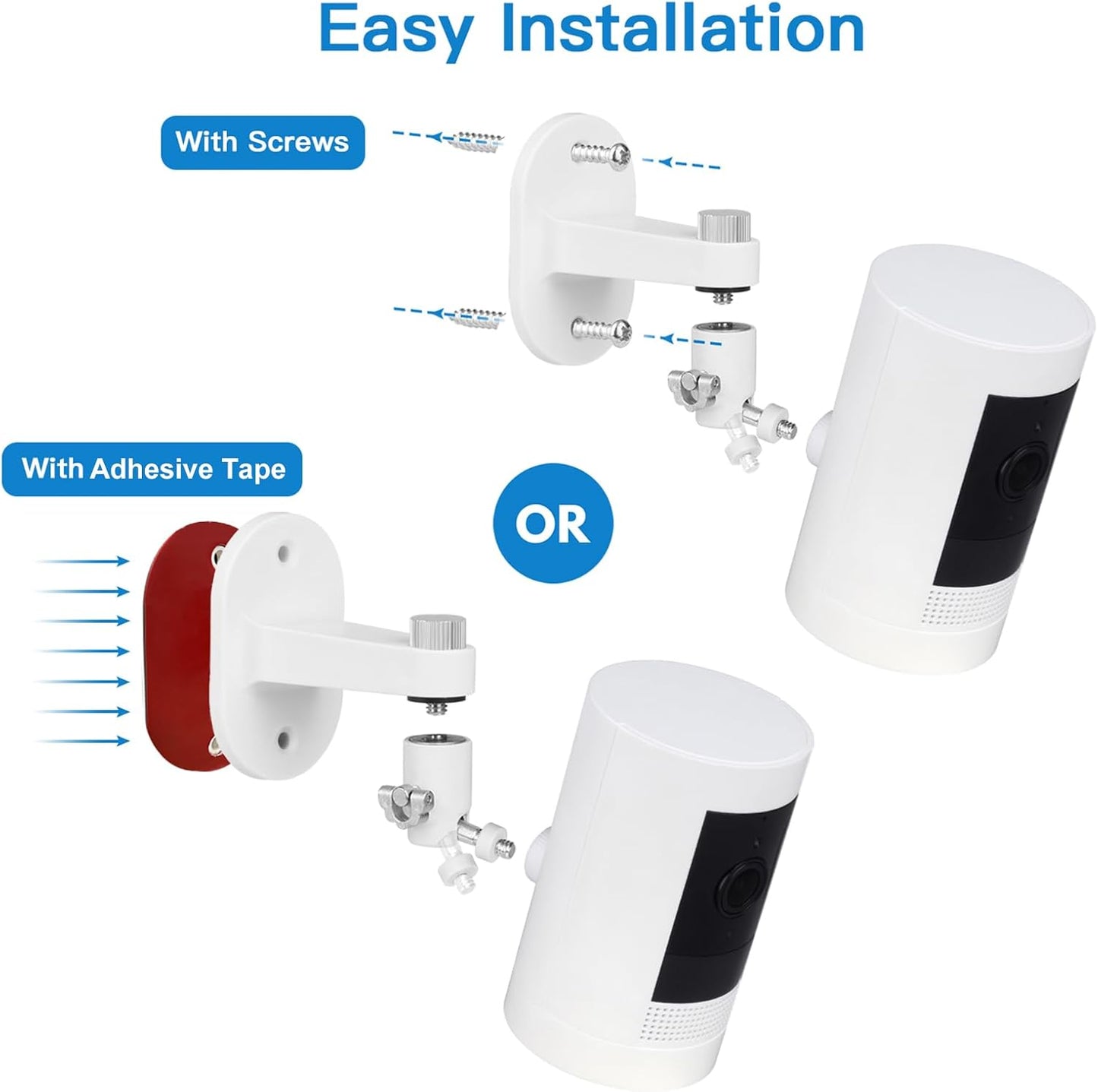 ALERTCAM 2Pack Adjustable Security Wall Mount Bracket for Stick Up Cam & Outdoor Cam Plus, Perfect View Angle for Your Surveillance Camera System - White
