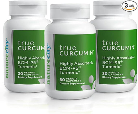 NatureCity True-Curcumin Turmeric Supplement | Non-GMO Tumeric and Curcumin 500mg Curcuma Capsules Vitamin Supplements | Up to 700% Increase in Absorption (90 Day Supply) | Supports Joints