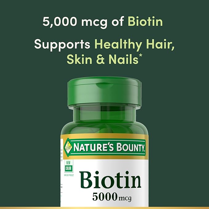 Nature’s Bounty Biotin Supplement, Supports Healthy Hair, Skin & Nails, 5000mcg, 72 Rapid Release Softgels