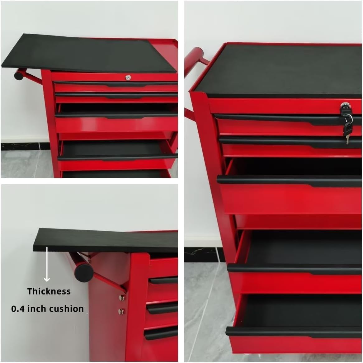 7-Drawer Rolling Tool Chest with Locking Wheels & Drawers, 13" D x 24.2" W x 34.6" H Mobile Tool Storage Cabinet, Heavy-Duty Garage Organizer w/Ergonomic Handle