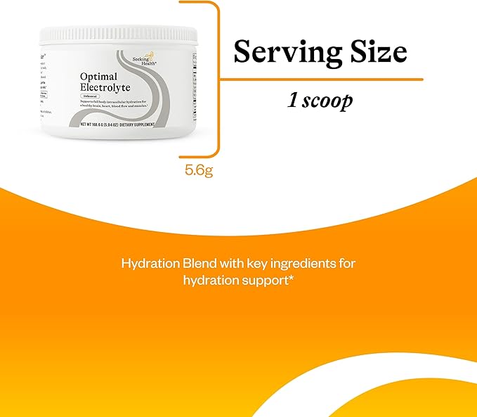 Seeking Health Optimal Electrolyte Powder, Unflavored, Healthy Energy and Endurance Support, Promotes Hydration and Healthy Muscles, Vegan and Vegetarian (30 Servings)*
