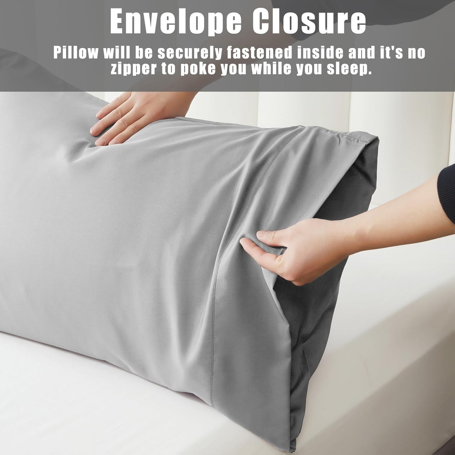 Pillow Cases Queen Size 2 Pack, Bamboo Rayon Cooling Pillowcases with Envelope Closure, Cool Breathable Pillow Case for Hot Sleepers & Night Sweats, 20x30 inch, Sliver Grey