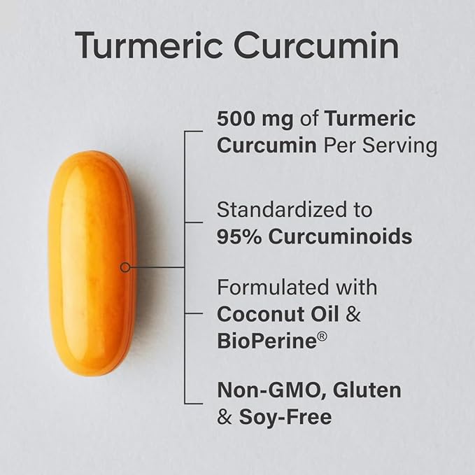 Sports Research Turmeric Curcumin C3 Complex 500 mg, Enhanced & Black Pepper and Organic Coconut Oil for Better Absorption; Non-GMO and Gluten Free - Standardized 95% Curcuminoids (60 Count Softgels)