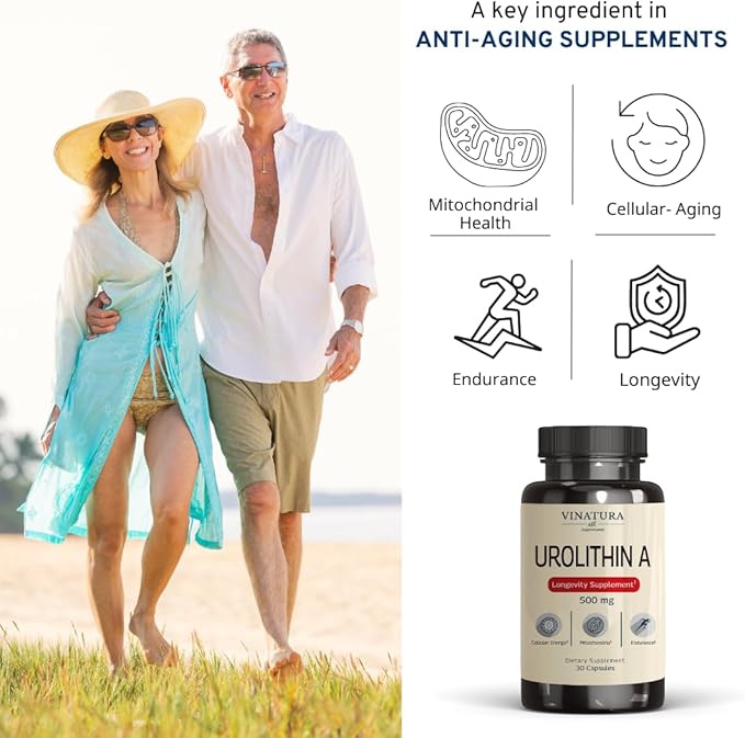 Urolithin A Supplement 500mg - Urolithin A+ for Powerful Antioxidants, Anti Aging and Mitochondrial Support, 30 Capsules