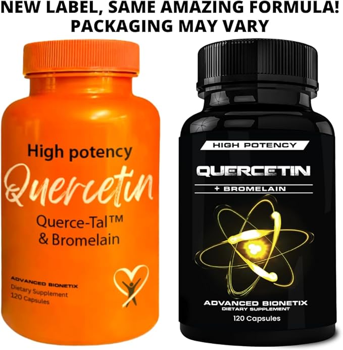 Querce-Tal™ Quercetin + Bromelain 120 Veg Capsules | High Potency Enhanced Absorption Bioavailability. Supports Anti-Oxidant, Flare up Events, Heart Immune Health, Packaging May Vary