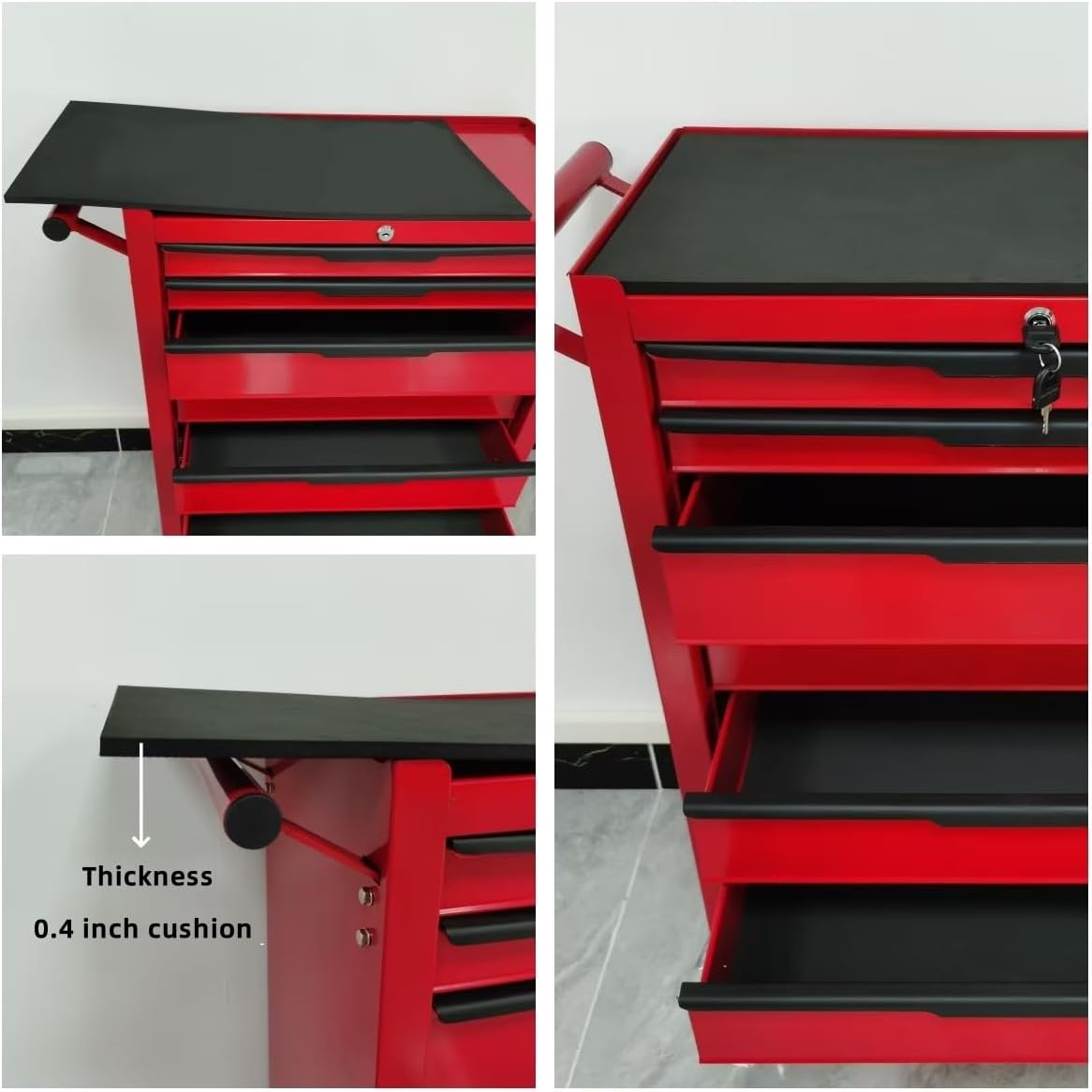 6-Drawer Rolling Tool Chest with Locking Wheels & Drawers, 13" D x 24.2" W x 36.6" H Mobile Tool Storage Cabinet, Heavy-Duty Garage Organizer with Ergonomic Handle