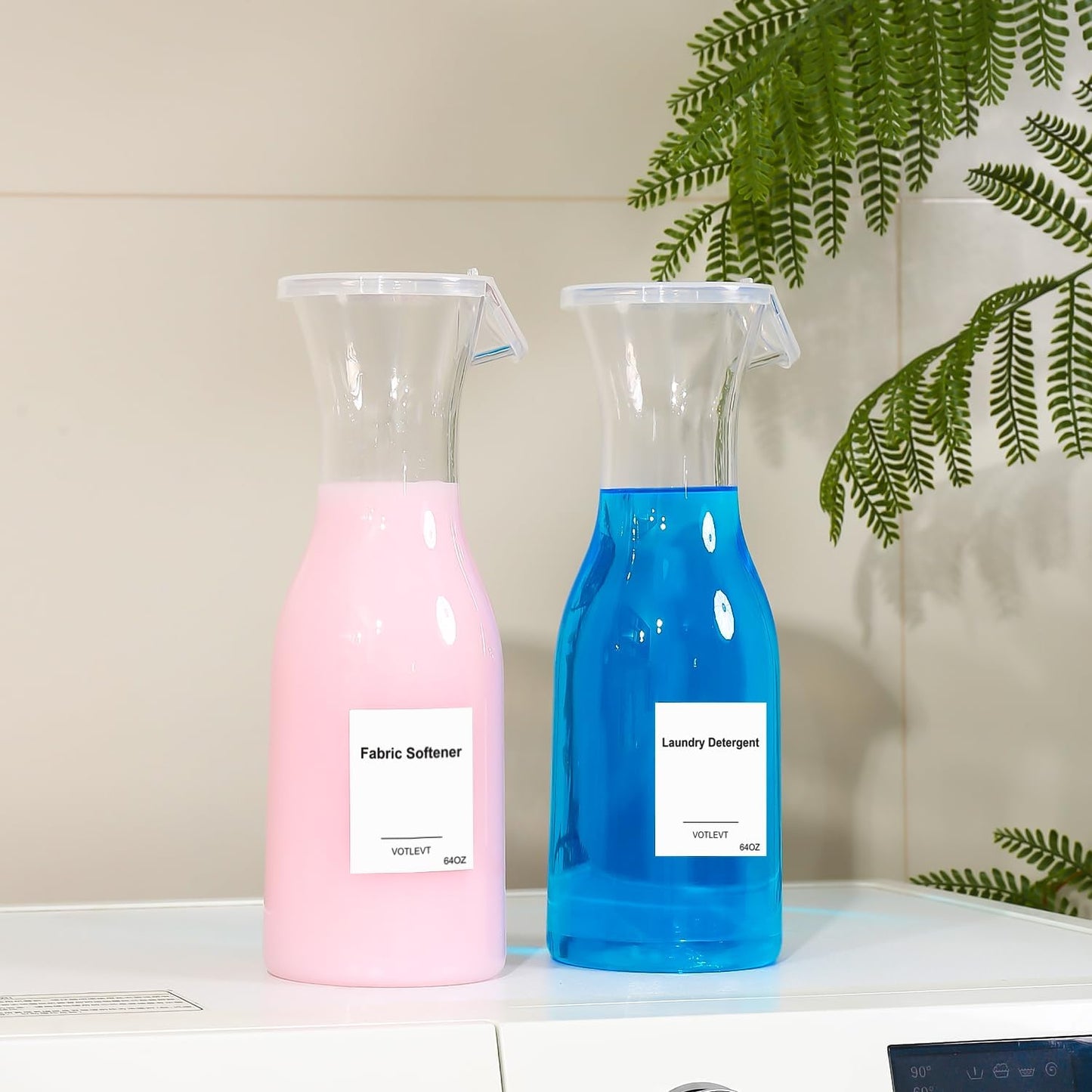 40 OZ Liquid Laundry Detergent Dispenser, Laundry Soap Dispenser, Fabric Softener Dispenser, Liquid Laundry Detergent Holder Container Organizer, Laundry Room Organization and Storage, 2 Pack