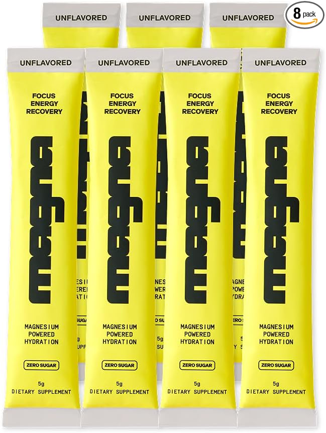 MAGNA Electrolyte Powder Drink Mix for Hydration, Energy & Focus Support with Magnesium L Threonate, Malate & Glycinate, Sodium, Potassium, Vitamin D, B6 & B12, Unflavored, 7 Servings