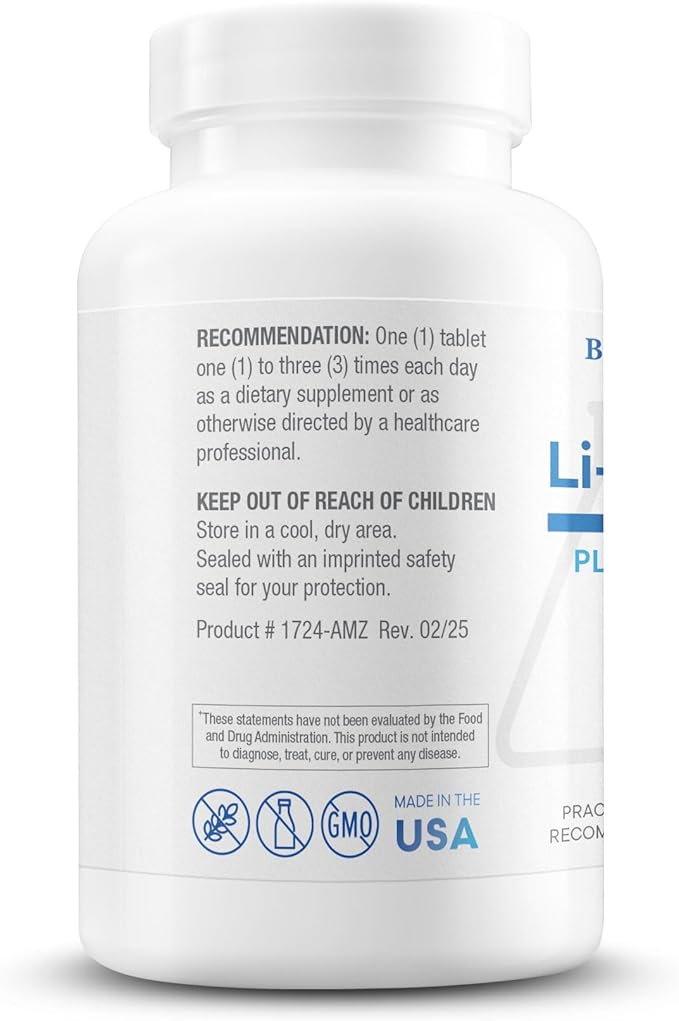 Biotics Research Li Zyme Forte Plant-sourced, phytochemically Bound Lithium, Supports Brain Function, Memory and Mood Support,100 Tablets