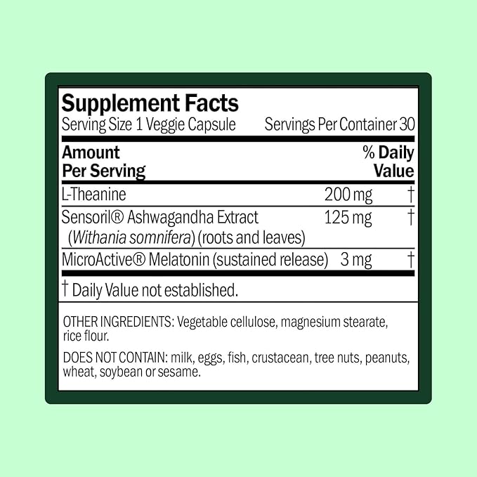 Sleep Support with Sustained-Release Melatonin | Includes L-Theanine and Ashwagandha | Promotes Relaxation and Sleep Quality | Supports Stress Management | Use Before Bedtime | 30 Capsules