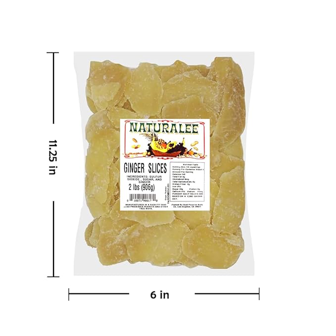 Naturalee Dried & Crystallized Ginger Slices 2 lb - Healthy Snack - Packed with Vitamin C
