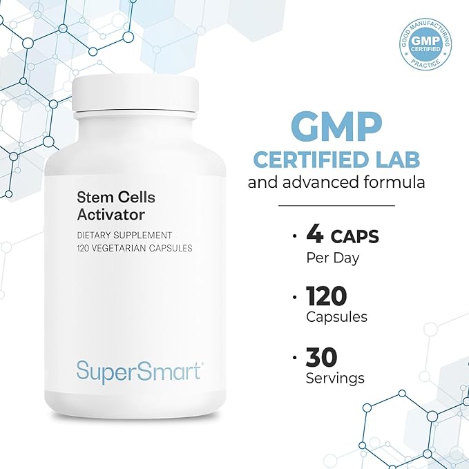 Supersmart Stem Cells Activator (Advanced Formula) - with Astragaloside, Fuidocan - Natural Stem Cells Supplement | Non-GMO & Gluten Free - 120 Vegetarian Capsules
