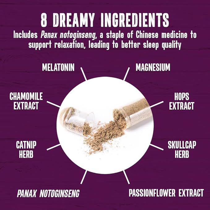 NEW ROOTS HERBAL Sleep Supplement, with Passion Flower, Chamomile, Hops, Panax Gingseng, Skullcap, Magnesium, Melatonin (60 Veg Caps) | Natural Sleep Aid