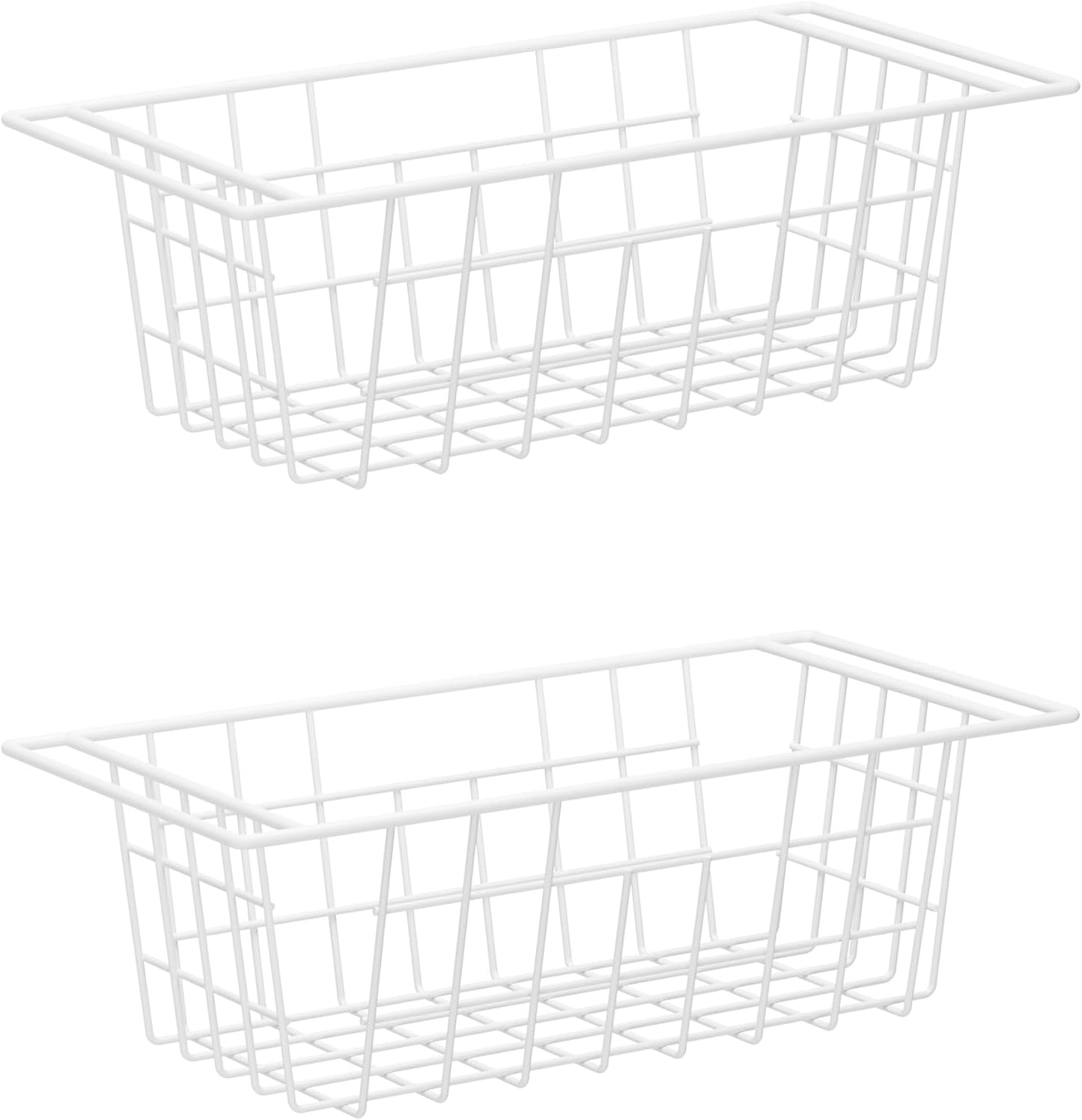Chest Freezer Bins, Deep Chest Freezer Organizer Basket, Storage Rack Bins Wire Metal Baskets with Hanging Handles 16.5" 2Packs