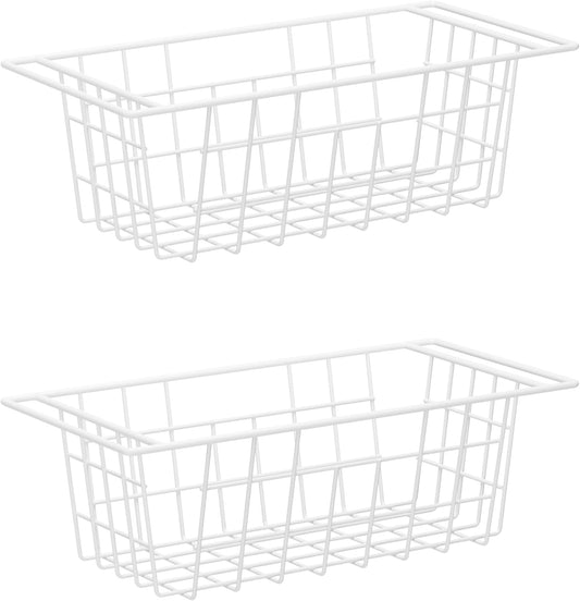 Chest Freezer Bins, Deep Chest Freezer Organizer Basket, Storage Rack Bins Wire Metal Baskets with Hanging Handles 16.5" 2Packs