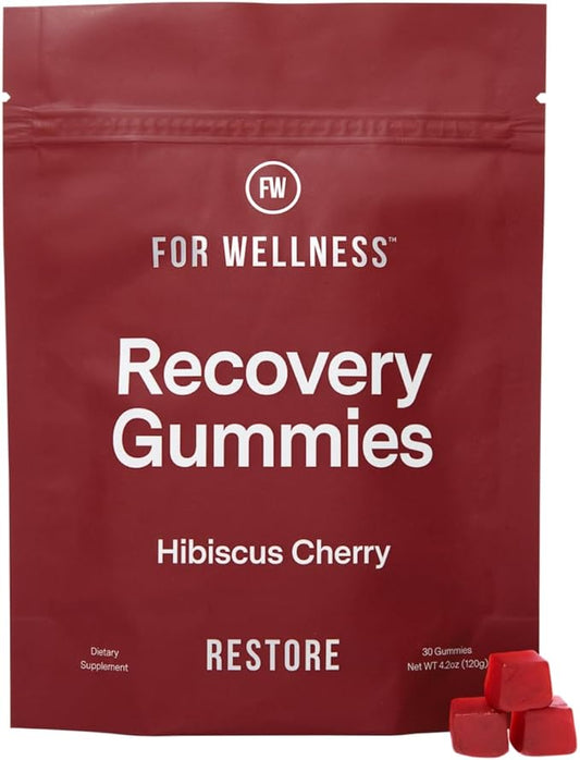 Recovery Gummies Restore - Tart Cherry Gummies for Muscle Recovery - Hibiscus Cherry Flavor with Antioxidants & Electrolytes Combats Soreness, Boosts Energy - Vegan, Non-GMO, Gluten-Free