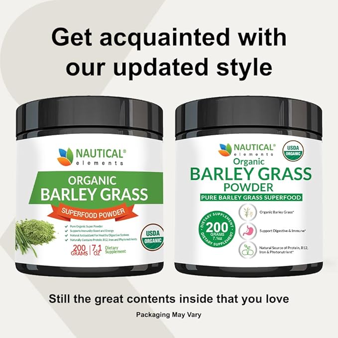 Barley Grass Powder - USDA Certified Organic Barley Grass Powder - Non-GMO, Vegan, and Non-Irradiated - Rich In Antioxidants, Protein, Fiber, Minerals, Chlorophyll, Amino Acids and Protein - 200 Grams