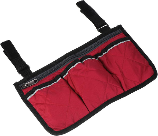 YOKIVE Armrest Organizer, Waterproof Chair Snack Storage Bag with Straps, Great for Camping Beach Daily Use, (Red, 4 Pockets)