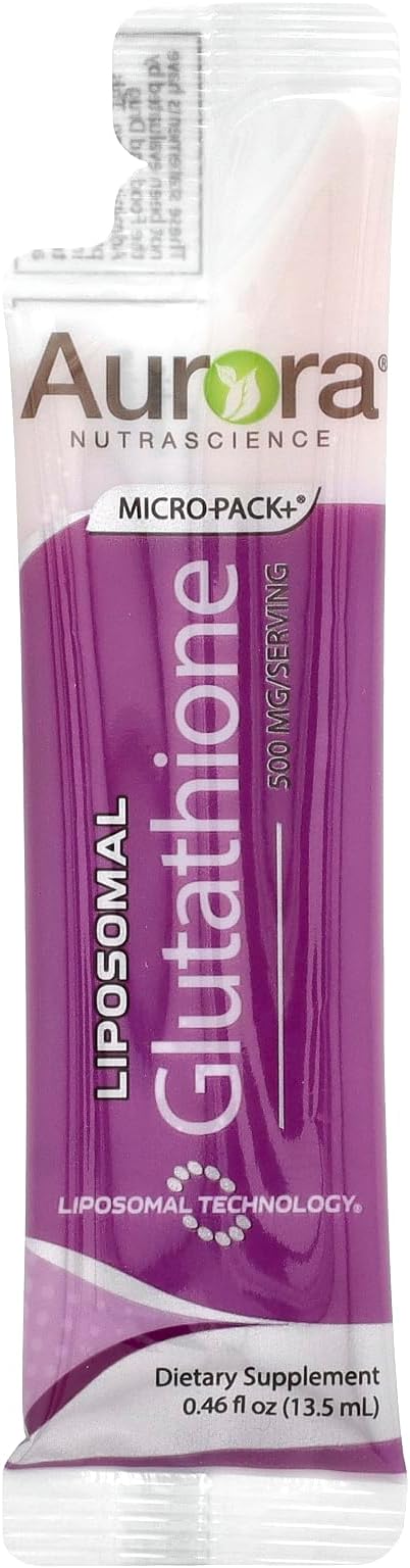 Aurora Nutrascience Micro-Liposomal Liquid Glutathione, Immune & Antioxidant Gut Health Support Supplement, 500 mg per Serving, Gluten Free, Non-GMO, Sugar-Free, 30 Single-Serve Packets
