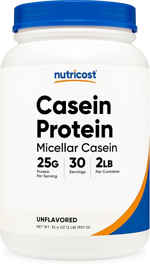 Nutricost Casein Protein Powder 2lb - Micellar Casein, Gluten Free, Non-GMO (Unflavored)