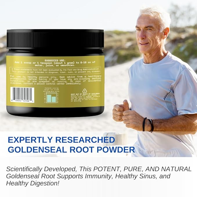 Goldenseal Root Powder - 4 oz, 113 Servings *USA Made & Tested* Pure Natural Goldenseal Root Powder Supplement
