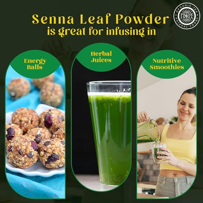 Pride of India | Senna Whole Leaf Powder 8 oz (227 gm) | Bitter & Pungent | Add it to smoothies, juices, hot water | Non-Bioengineered, Caffein-Free, Gluten-Free, Vegan