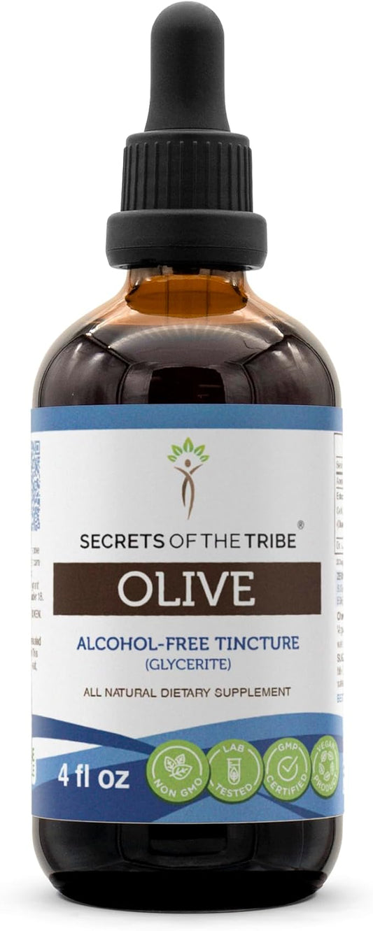 Secrets of the Tribe Olive Alcohol-Free Liquid Extract, Olive (Olea europaea) Dried Leaf (4 FL OZ)