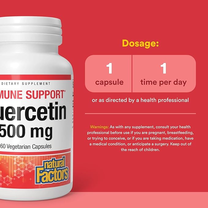 Natural Factors Quercetin 500 mg for Immune Support, 60 Capsules