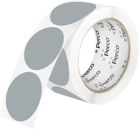 Perco Grey 2-Inch Perforated Circle Dot Sticker Labels — 250 Round Stickers Per Roll — with Permanent Adhesive for Organizing, Color Coding, Bin Labeling, Packaging Alerts — Made in USA