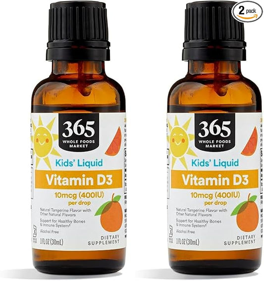 365 By Whole Foods Market, Vitamin D-3 Liquid 400Iu Tangerine Flavor, 1 Ounce (Pack of 2)