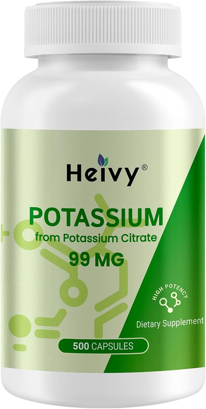 Potassium Citrate 99mg – 500 Capsules | Potassium Supplement for Electrolyte Support | Vegan, Gluten-Free| Lab Tested | Made in USA