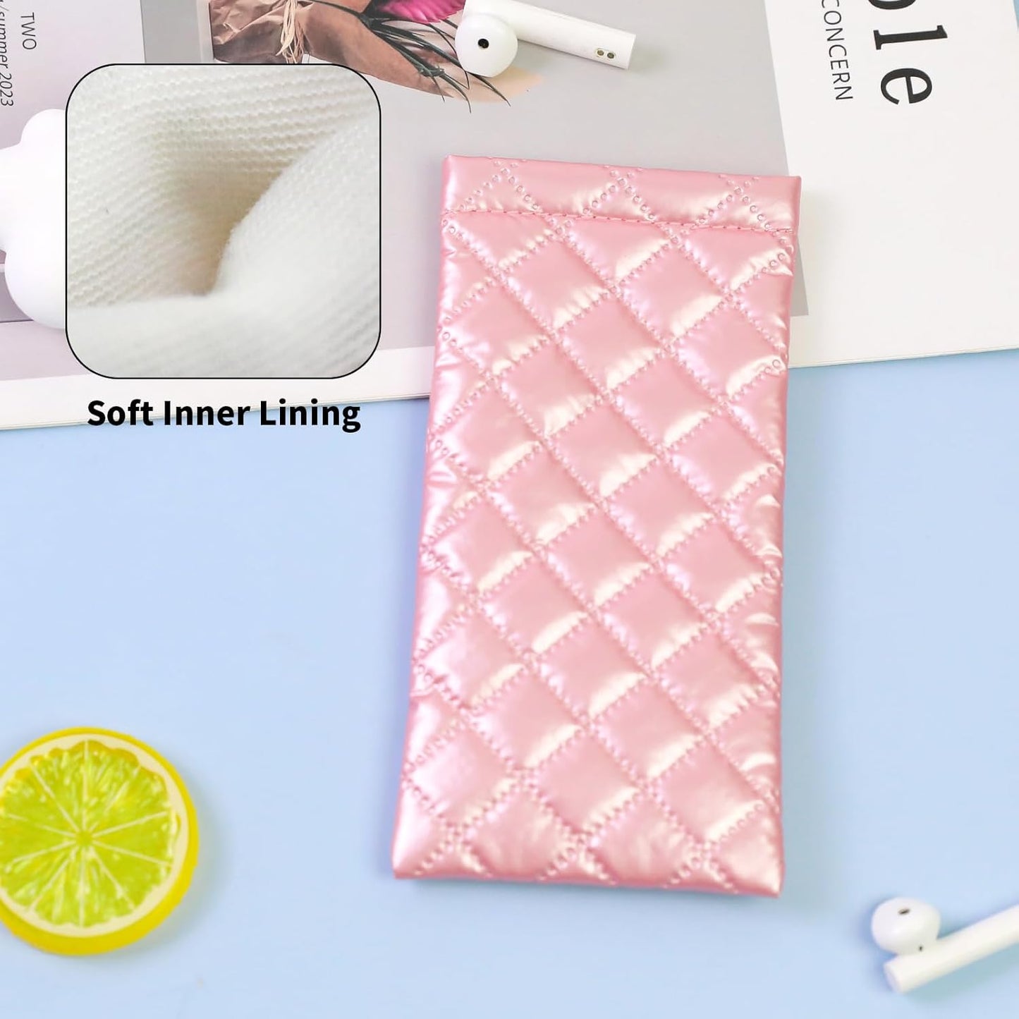 Double Eyeglass Case Soft Dual Glasses Case for Women Men Travel Squeeze Top Sunglasses Cases Eyeglasses Pouch