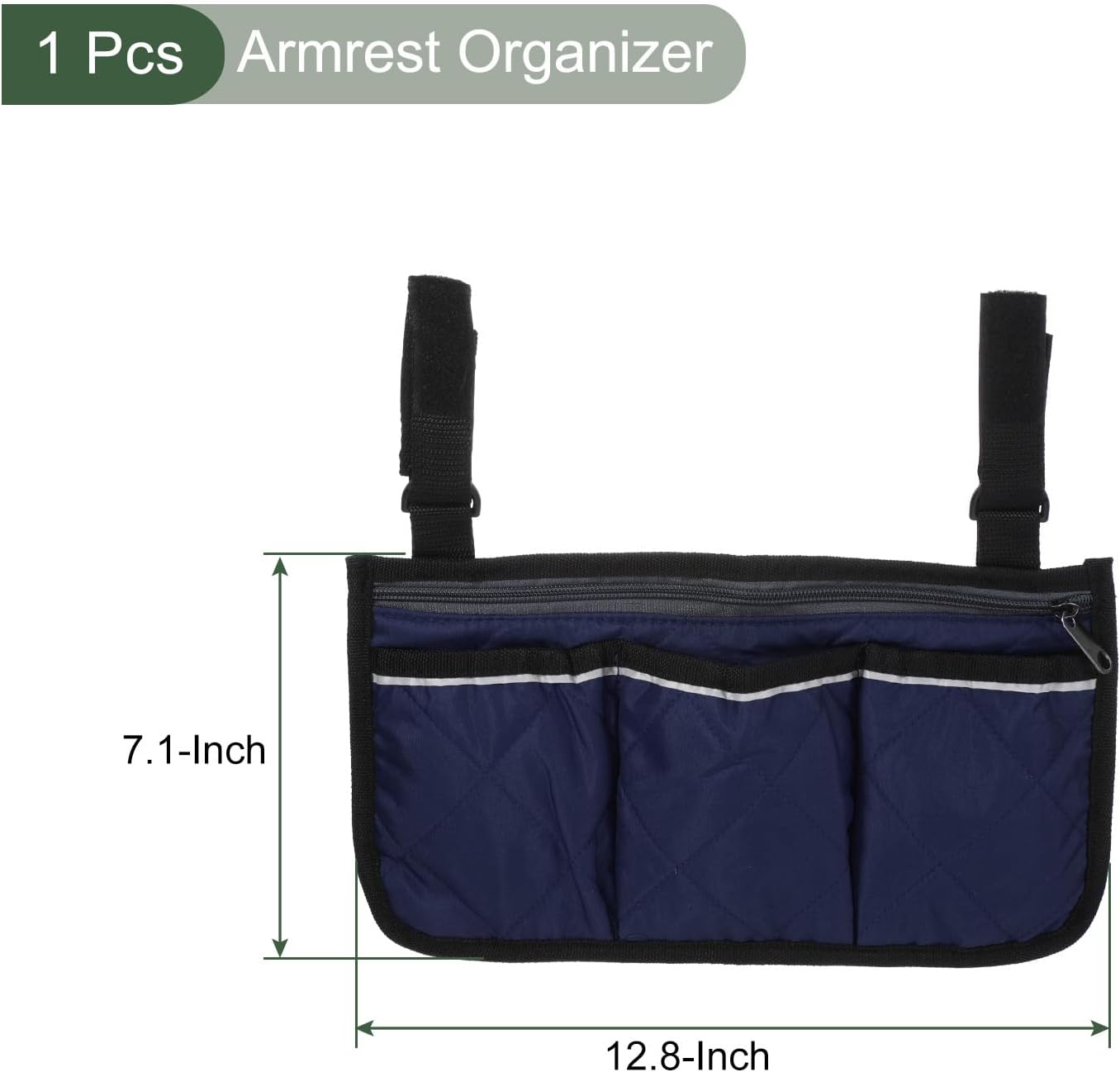 YOKIVE Armrest Organizer, Waterproof Chair Snack Storage Bag with Straps, Great for Camping Beach Daily Use, (Dark Blue, 4 Pockets)