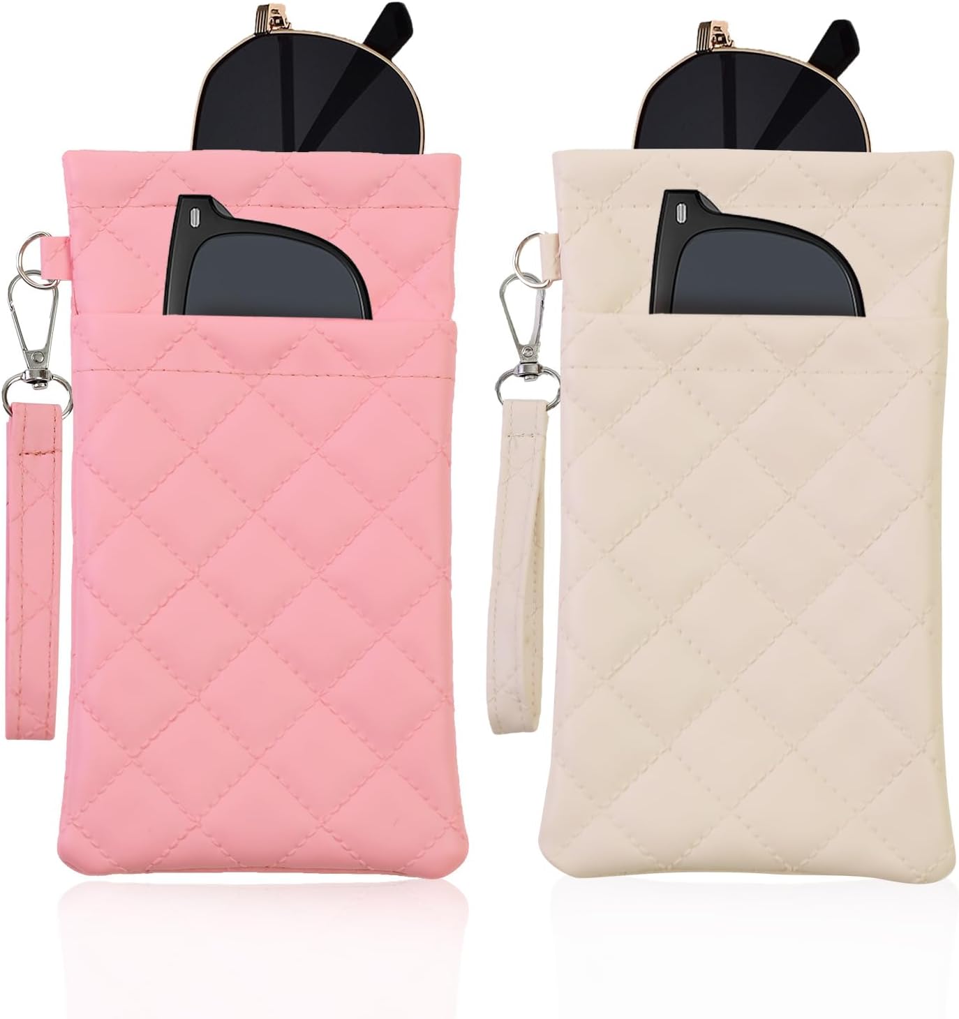 Double Eyeglass Case Soft Dual Glasses Case for Women Men Travel Squeeze Top Sunglasses Cases Eyeglasses Pouch