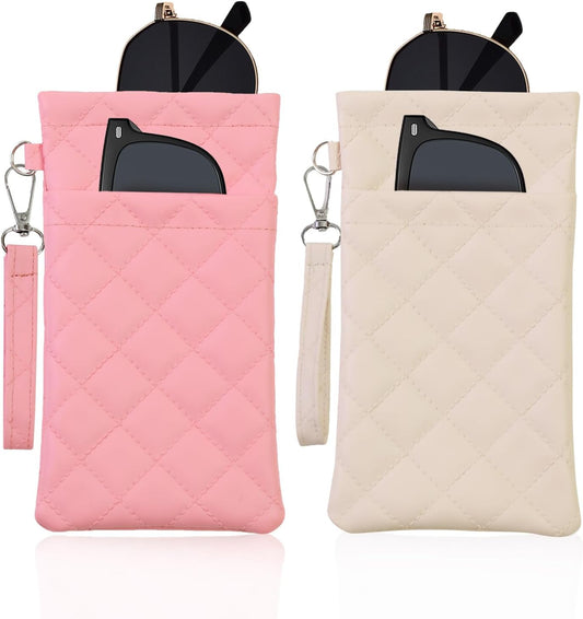 Double Eyeglass Case Soft Dual Glasses Case for Women Men Travel Squeeze Top Sunglasses Cases Eyeglasses Pouch