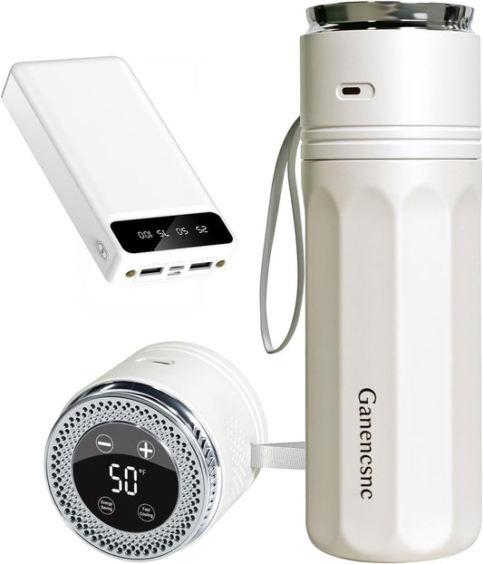 Electric Insulin Cooler Travel Case TSA Approved，USB Type-C Smart Cooling, 20000mAh Power Bank ，Large Capacity Medication Cooler ，Medical Cooler for Travel （White, 20000mAh Power Bank）