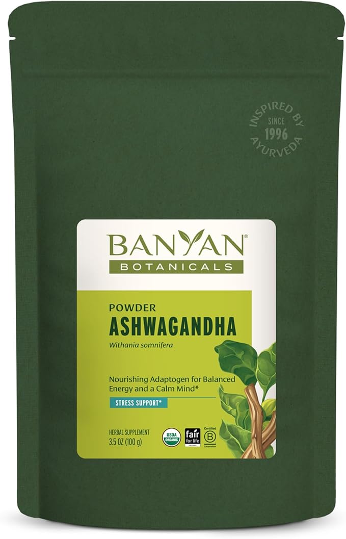 Banyan Botanicals Ashwagandha Powder – Organic Ashwagandha Root – Renowned Herbal Adaptogen for Natural Energy Support and Stress Support – 3.5oz – Non-GMO Sustainably Sourced Vegan