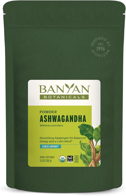 Banyan Botanicals Ashwagandha Powder – Organic Ashwagandha Root – Renowned Herbal Adaptogen for Natural Energy Support and Stress Support – 3.5oz – Non-GMO Sustainably Sourced Vegan