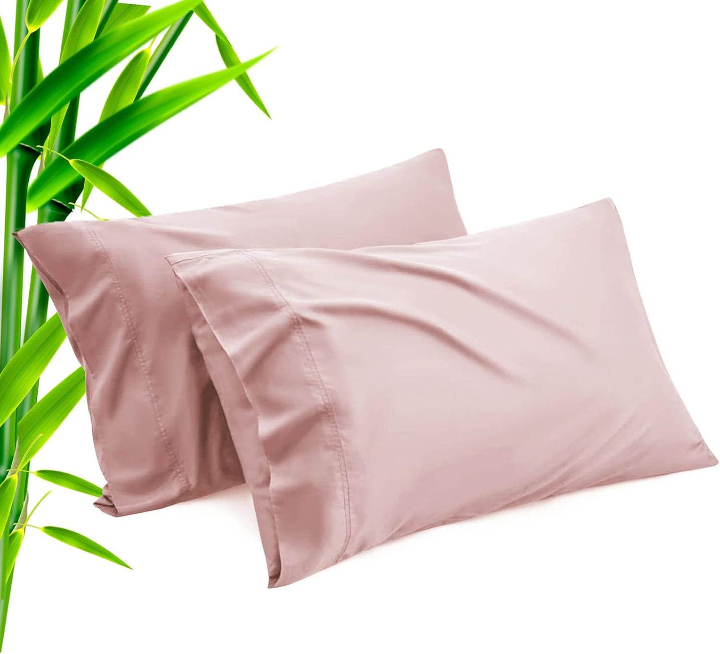 TELUS Pink Pillow Cases King Size 2 Pack, Bamboo Rayon Cooling Pillowcases with Envelope Closure, Cool Breathable Pillow Cover for Hot Sleepers & Night Sweats, 20x40 inch