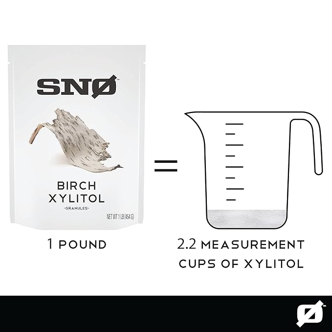 SNO Pure Birch Xylitol Sweetener - 1lb Resealable Bag | Low Calorie, Non-GMO, Gluten-Free, Vegan, Kosher | Paleo, Diabetic, & Keto-Friendly | Pharmaceutical Grade, No Aftertaste Sugar Substitute