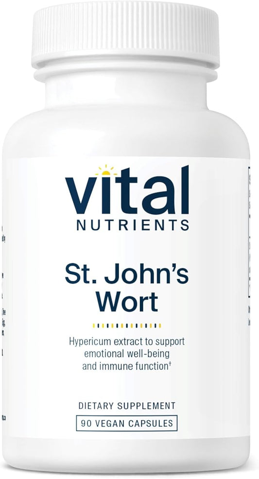 Vital Nutrients St John's Wort 600mg | Vegan St John's Wort Supplement to Promote Overall Well-Being, Healthy Outlook* | Potent 3% Hypericin| Gluten, Dairy, Soy Free | Non-GMO | 90 Capsules