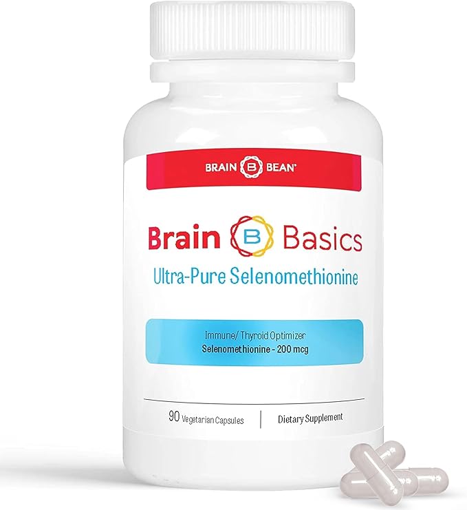Brain Basics Ultra-Pure Selenomethionine - Proper Thyroid Function and Immune System Support - 200 mcg Most Bioavailable Selenium - 90 Servings