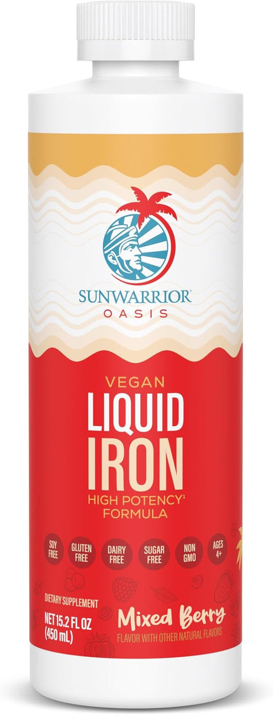 Liquid Iron Supplement for Women Vegan Iron Fast Absorbing Immune Support & Women’s Health Ferrous Bisglycinate Chelate Healthy Blood & Red Cells Stomach-Friendly High Potency 15.2 fl oz Mixed Berry