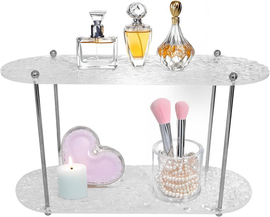 Benkyo 2 Tier Bathroom Vanity Organizer Countertop Shelves Makeup Counter Shelf Storage Organizers for Perfume