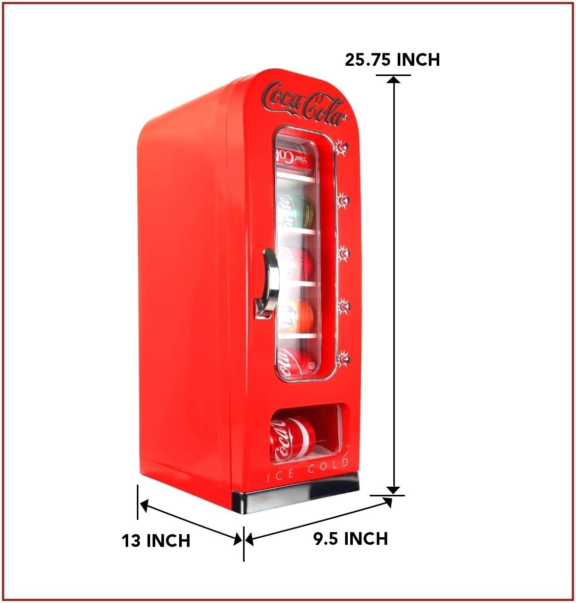 Coca Cola Mini Fridge - 10 Can Refrigerator for Bedroom Skincare Office, Portable Table Top Beverage Cooler, 12V 110V Refrigerador For Drinks, Soda, Wines, Use In Car, Dorm, Outdoor
