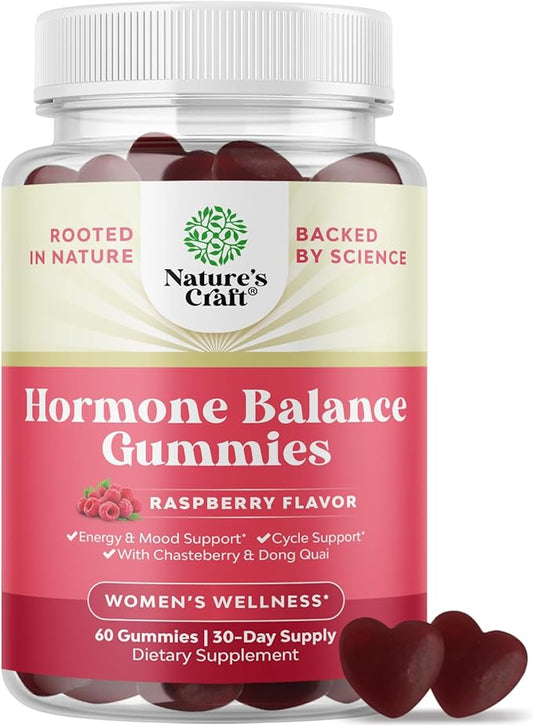 Hormone Balance for Women Gummies of All Ages - PMS Support Supplement for Women to Regulate Menstrual Cycle & Hormonal Balance Menopause & Mood Swings with Vitamin B6 & Dong Quai - 60 Chews