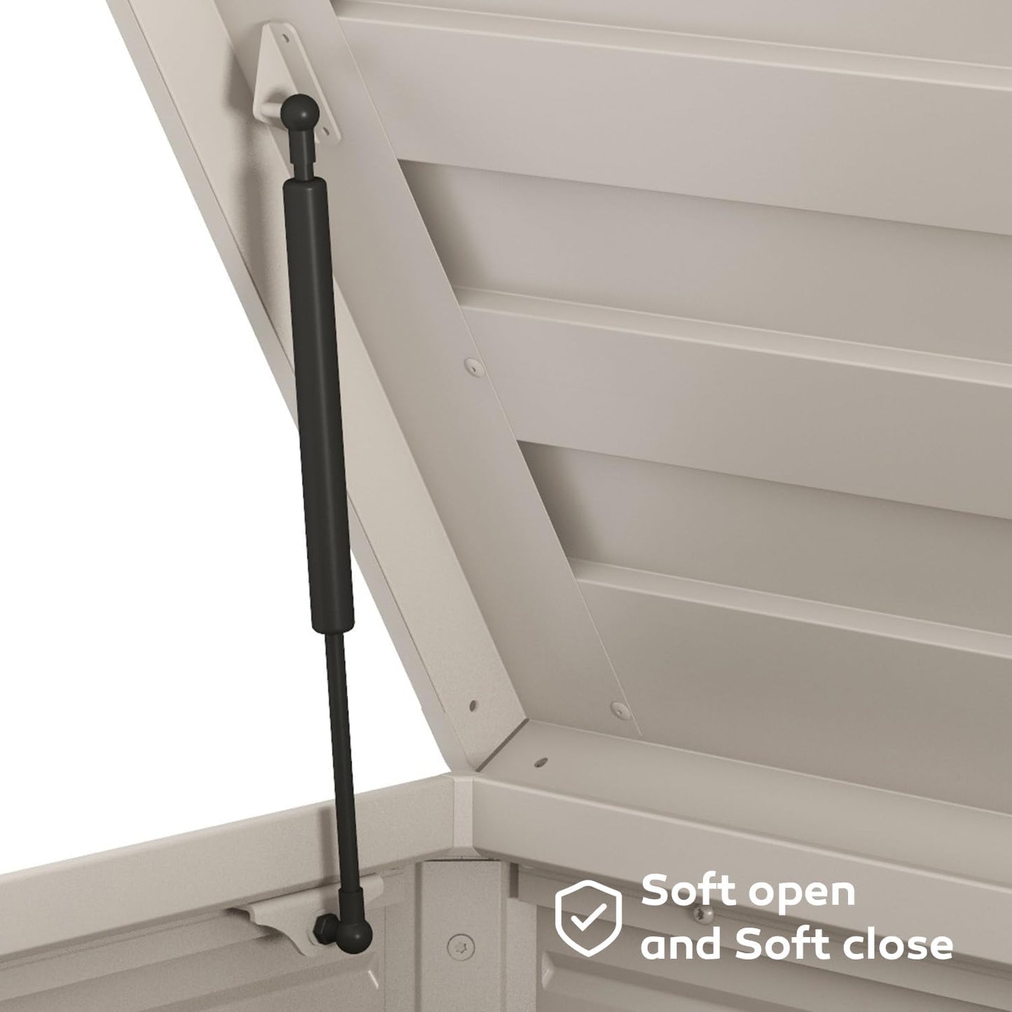 MIRADOR 134 Gallon Outdoor Storage Box Waterproof with Wheels, Metal Deck Box for Patio Furniture, Garden Tools, Outdoor Cushion, Latte