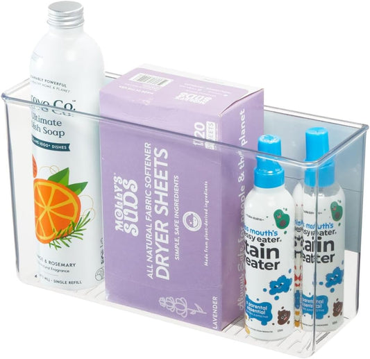 iDesign Magnetic Large Clear Plastic Organizer Bins for Laundry Room Storage