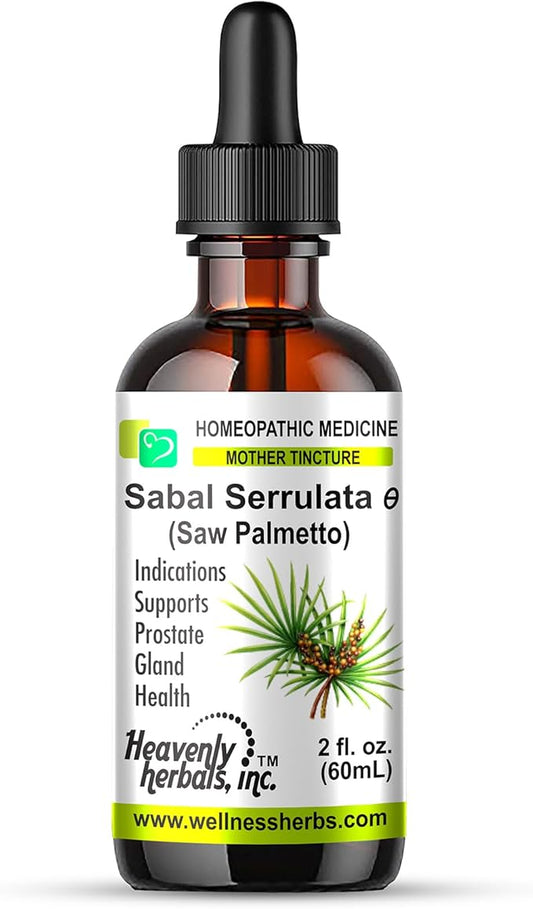 Heavenly Herbals, Inc. Sabal Serrulata Q - Mother Tincture – Supports Prostate Gland Health – Made in USA – 2 fl. Oz – Homeopathic Medicine - WellnessHerbs Ships from USA